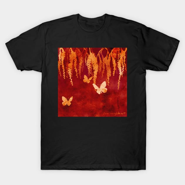 Wisteria and Butterflies Negative Painting Blaze T-Shirt by venglehart